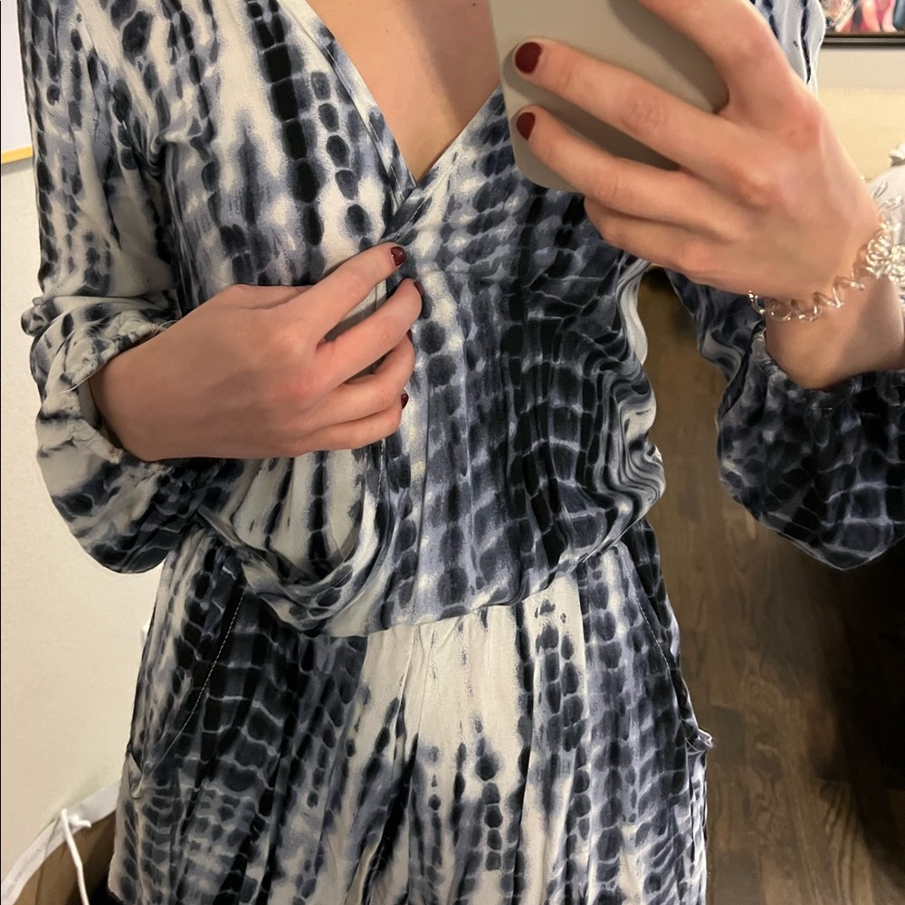 Blue and white romper